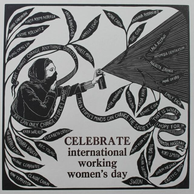 Celebrate Women Visual Artists! Reprinted and added to the shop. This print was created in celebration of International (working) women's day, March 8th, and is part of a series that celebrated women in different fields. Each print in the series honors the practice of a diverse group of women. This print features Afghan street artists Shamsia Hassani. 

#printmaking #reliefprint #letterpress #printingpress #internationalwomensday #visualartists #streetartist #swanaartists #entangledroots #celebratepeopleshistory #march8th #artasresistance