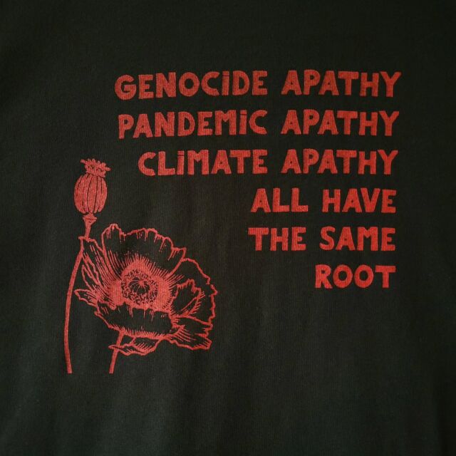 We move together for justice and against the normalization of mass death. 

Our struggles are entangled. 
What roots are you watering? 

🌹🌹🌹

Hand screenprinted shirts added to the site based off original risograph print created at the end of last year